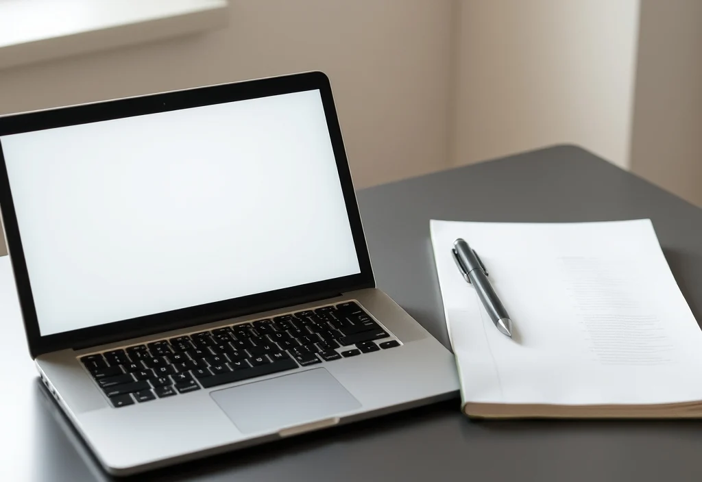 A laptop and a paper notebook side by side on a desk