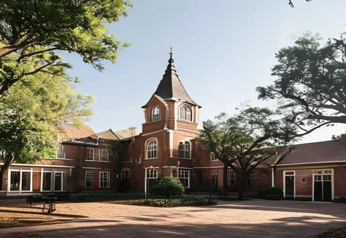 Heritage Catholic school building, Australia A heritage-style Australian Catholic school building with a chapel