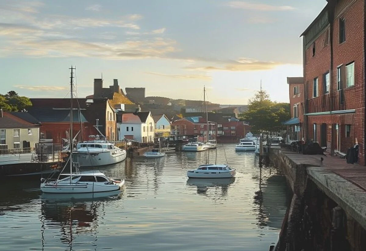 Hobart waterfront and Salamanca Place sandstone warehouses in Tasmania