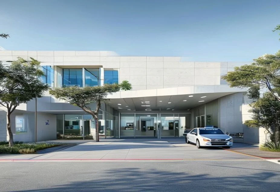 The entrance to a modern Australian hospital emergency department