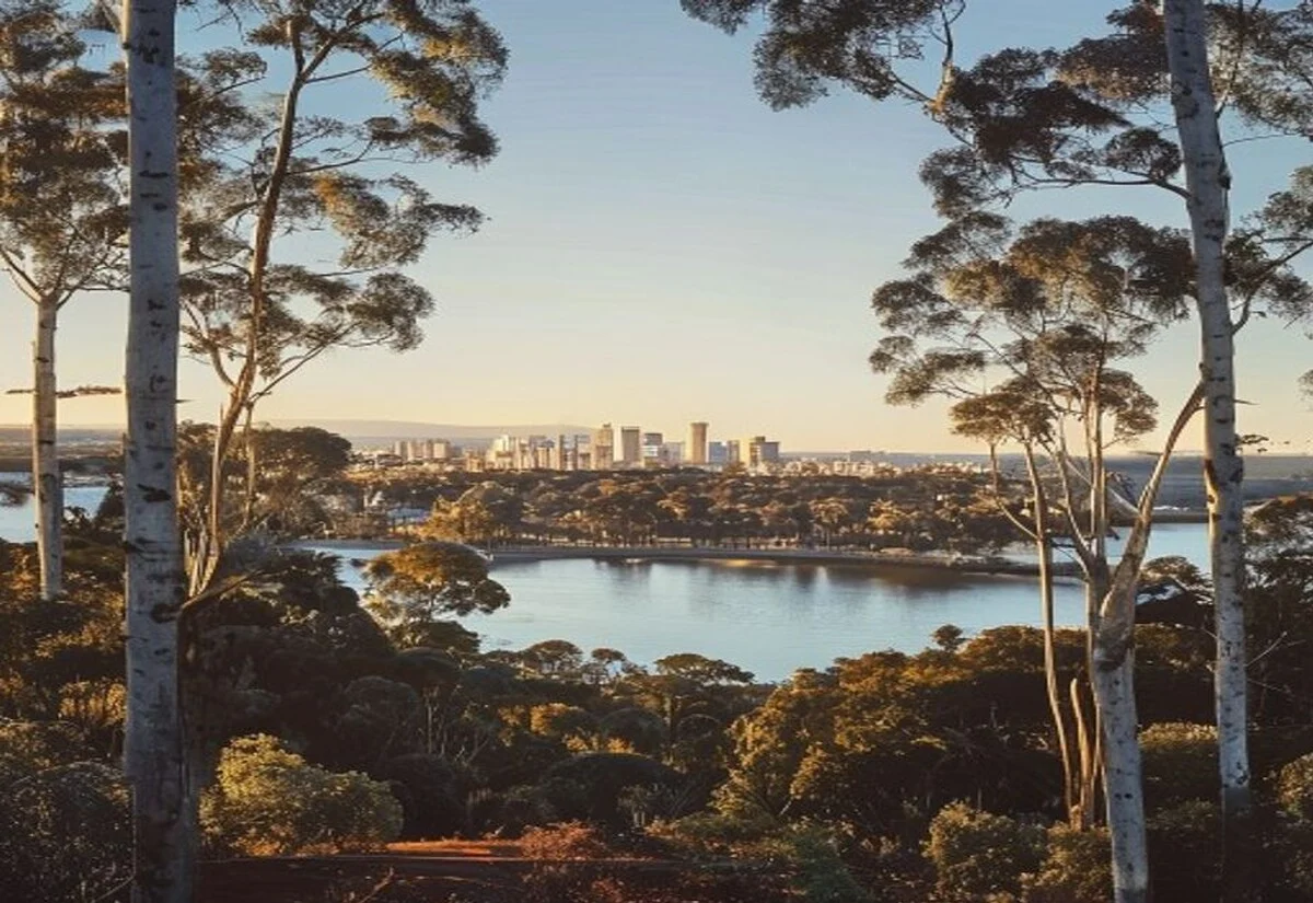 View over the Swan River from Kings Park in Perth, Western Australia