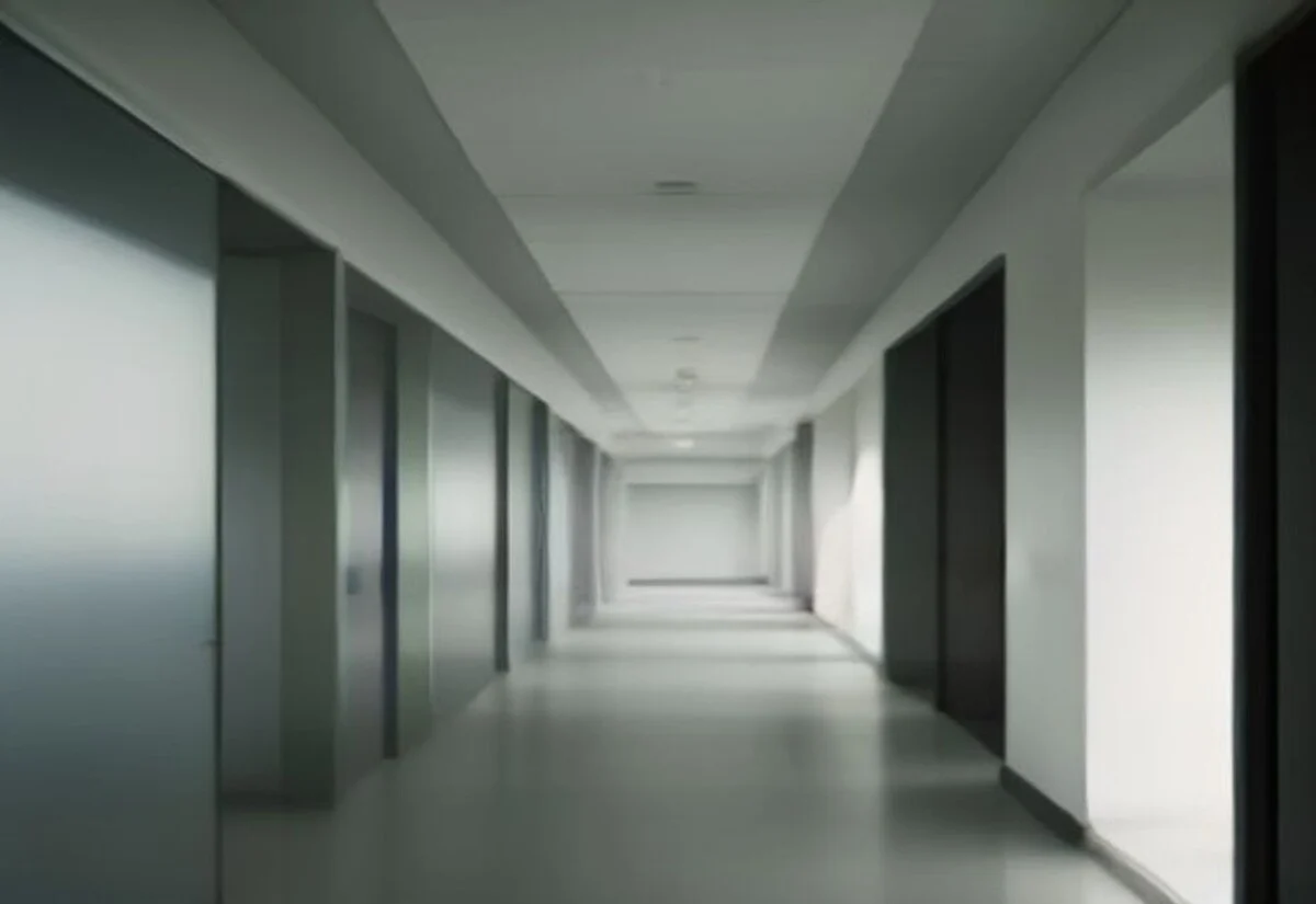 Modern hospital corridor Calm modern hospital corridor with natural light