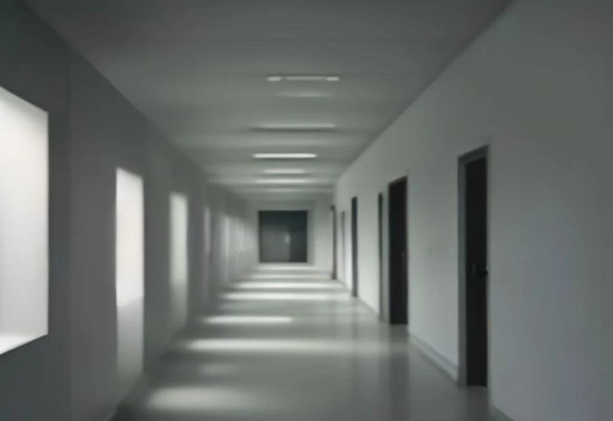 Modern hospital corridor Calm modern hospital corridor with natural light