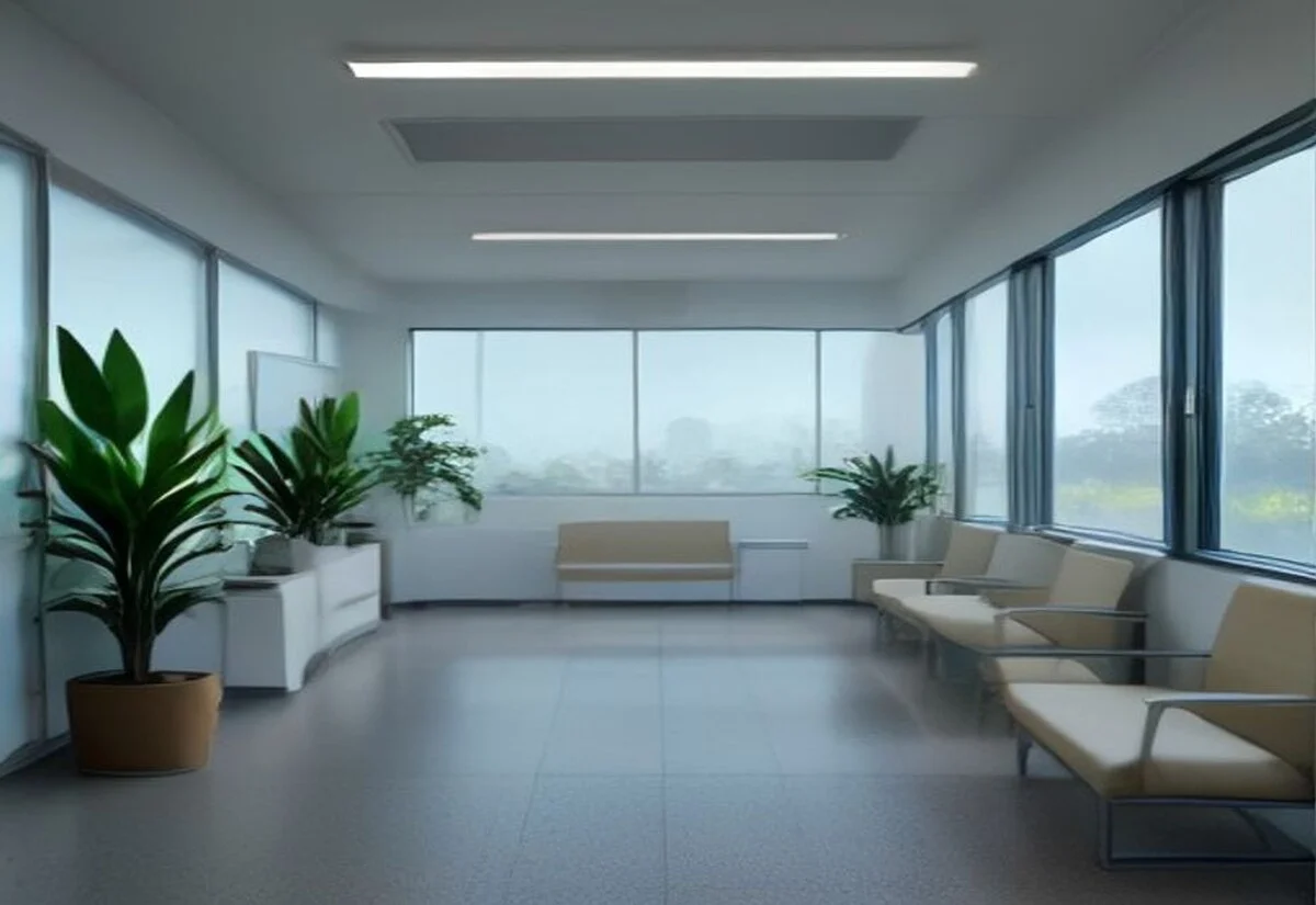 Modern hospital reception area Bright modern hospital reception area in Sydney