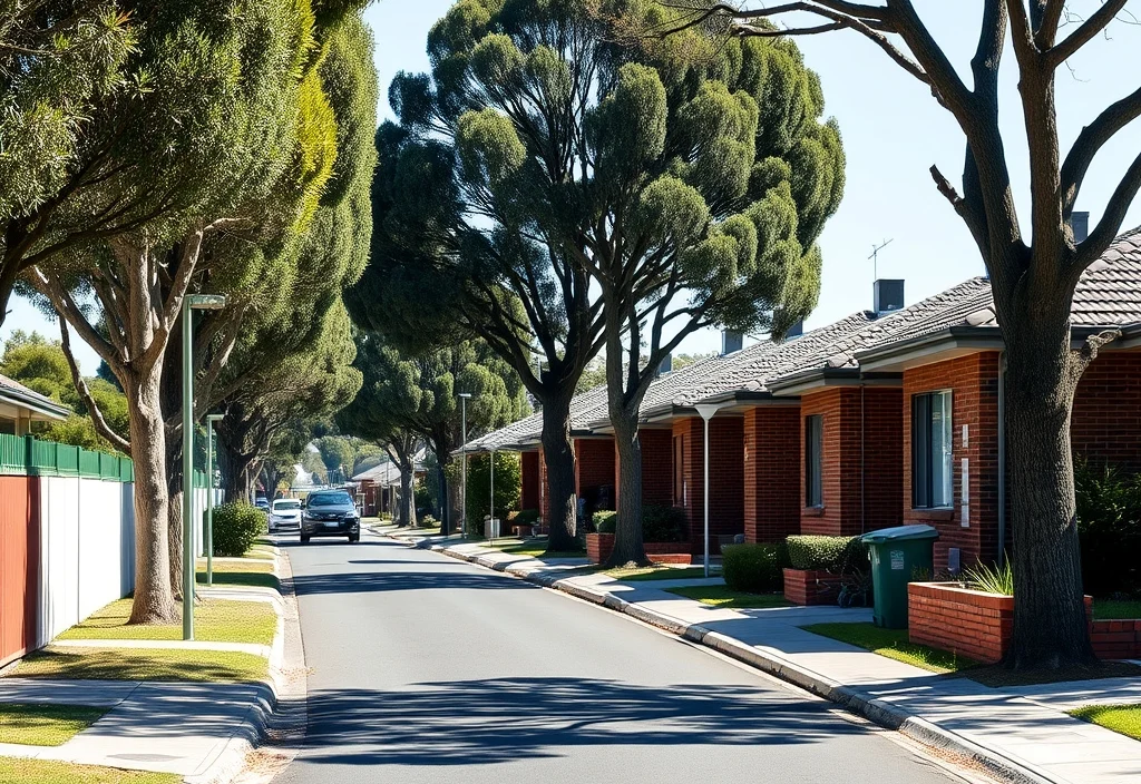 A quiet outer-suburban Melbourne street with modern brick houses