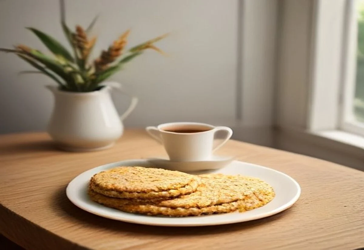 ANZAC biscuits Plate of homemade Anzac biscuits with a cup of tea
