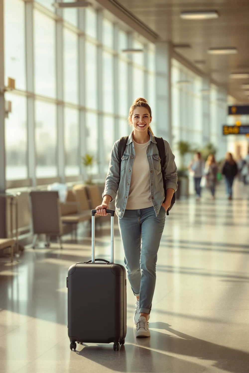 Arriving in Australia Young international student arriving at an Australian airport with luggage