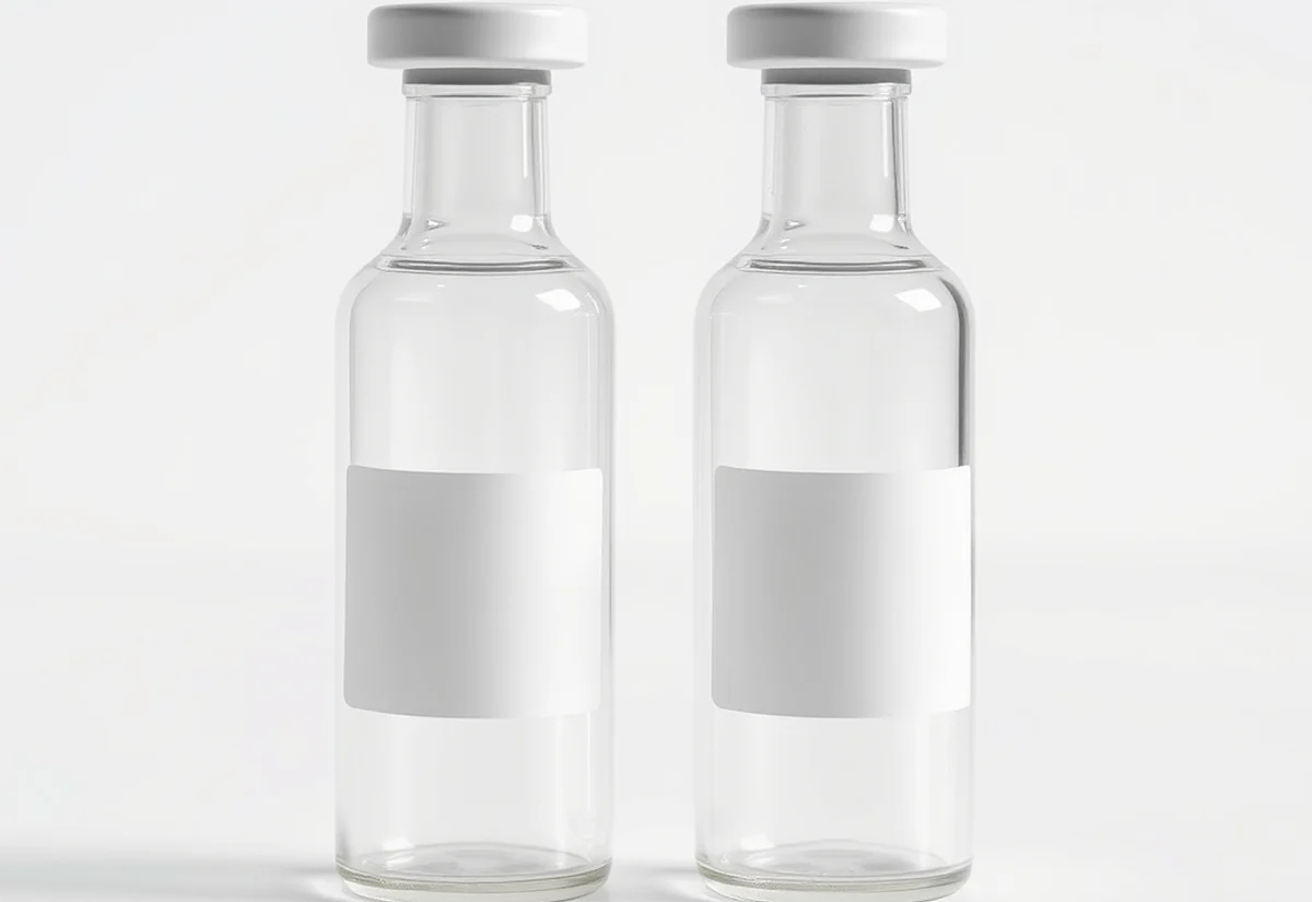 Cosmetic versus therapeutic masseter Botox Two glass vials representing the two different treatment goals of masseter Botox