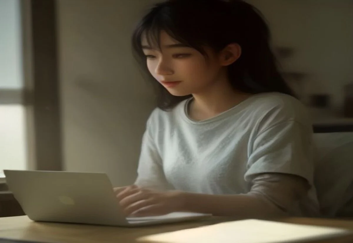 Student closing laptop in the evening, not obligated to respond to work email after hours