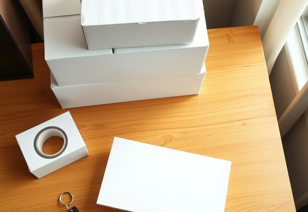 Moving boxes and keys on a desk representing the process of properly ending a tenancy