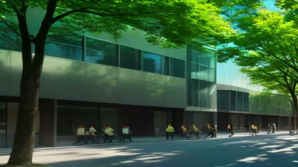 Modern purpose-built student accommodation building in Adelaide CBD with contemporary architecture, students with backpacks, bicycle racks, and leafy streetscape in warm afternoon light