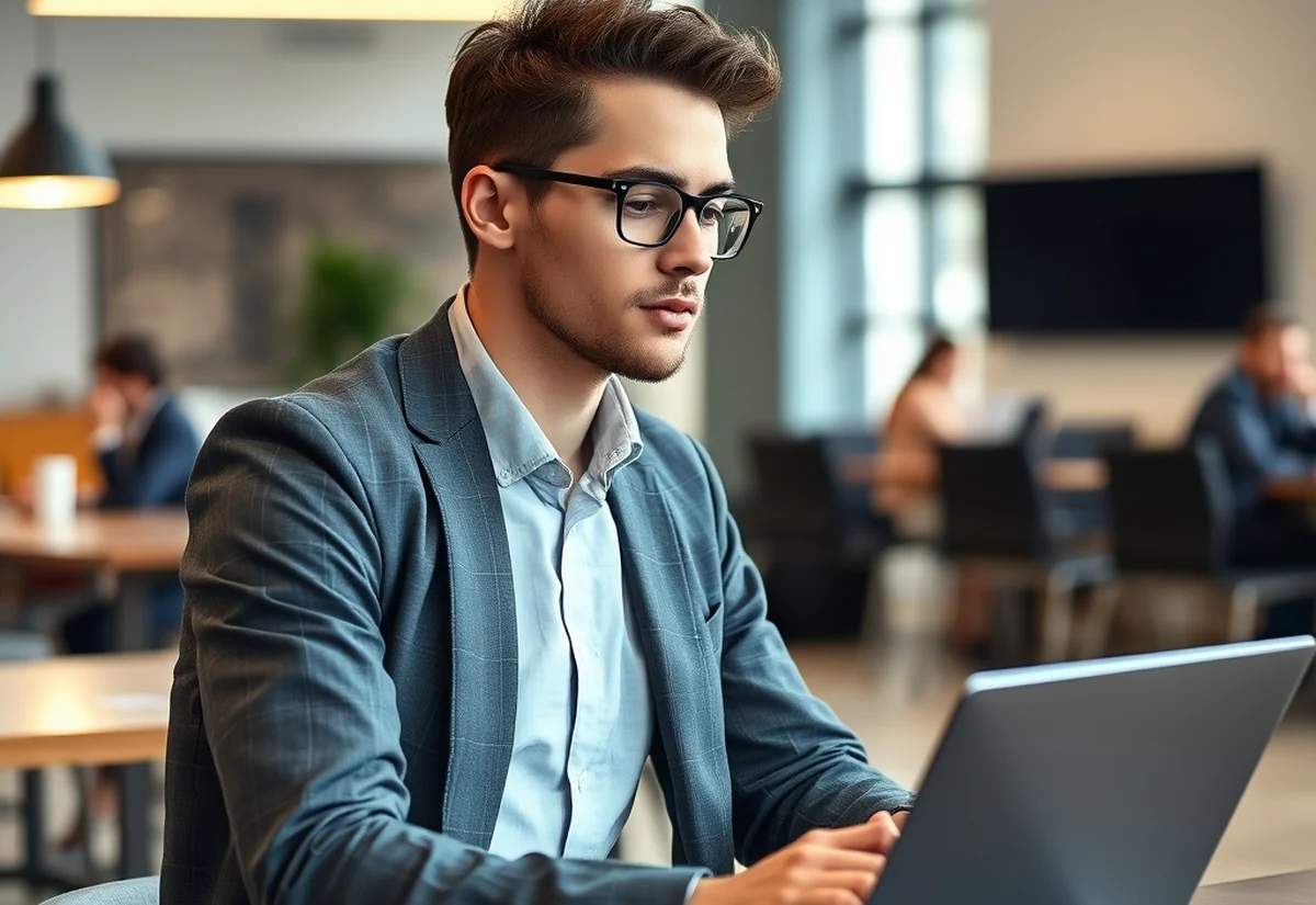 Planning a pathway after a business degree Business graduate reviewing options on a laptop in a coworking space