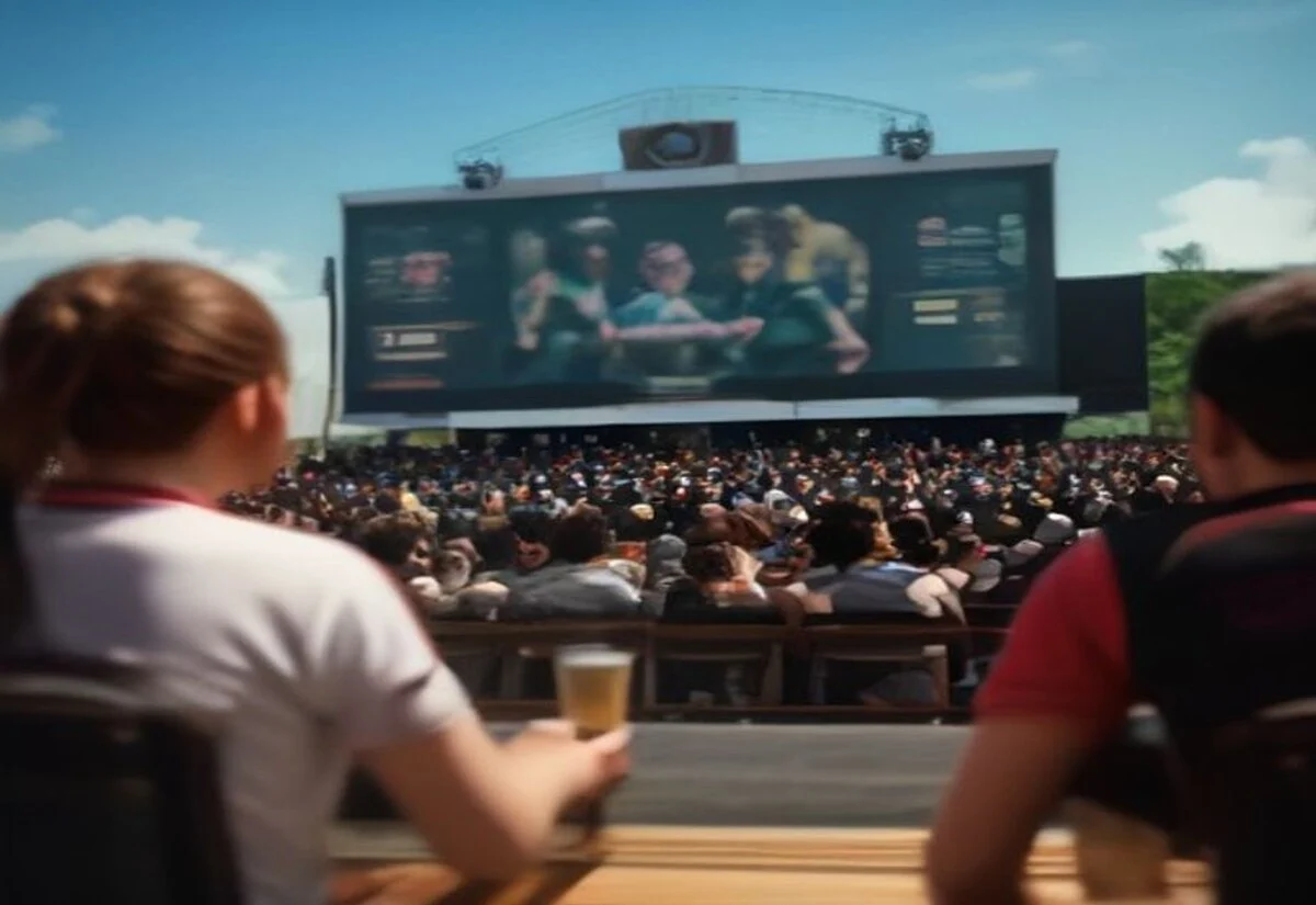 Friends watching an Australian sports match together at a pub